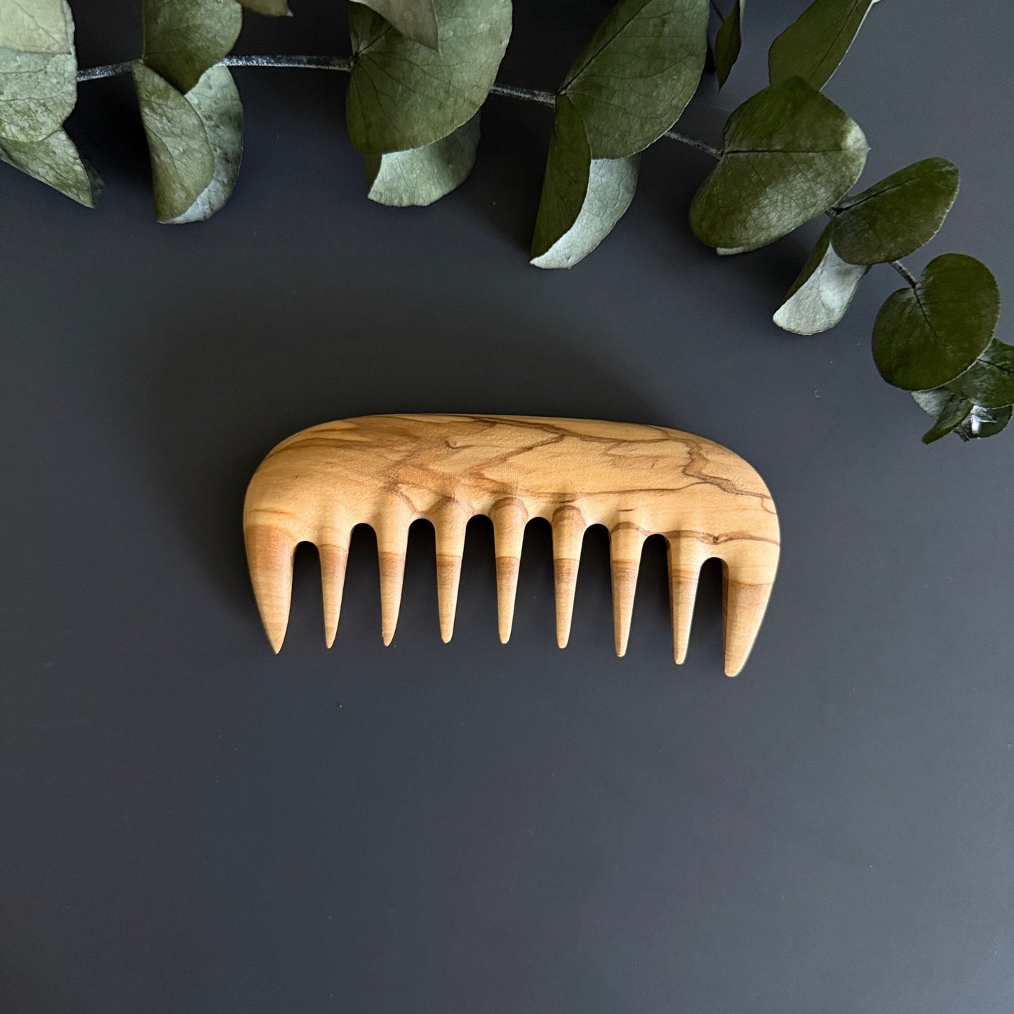 Olive Wood Wide-Tooth Comb – Special design, handmade wooden comb, Natural and Stylish