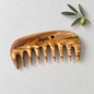 Personalizable Olive Wood Wide-Tooth Comb – Handmade, Natural Wood Hair Comb