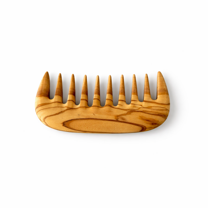 Personalizable Olive Wood Wide-Tooth Comb – Handmade, Natural Wood Hair Comb