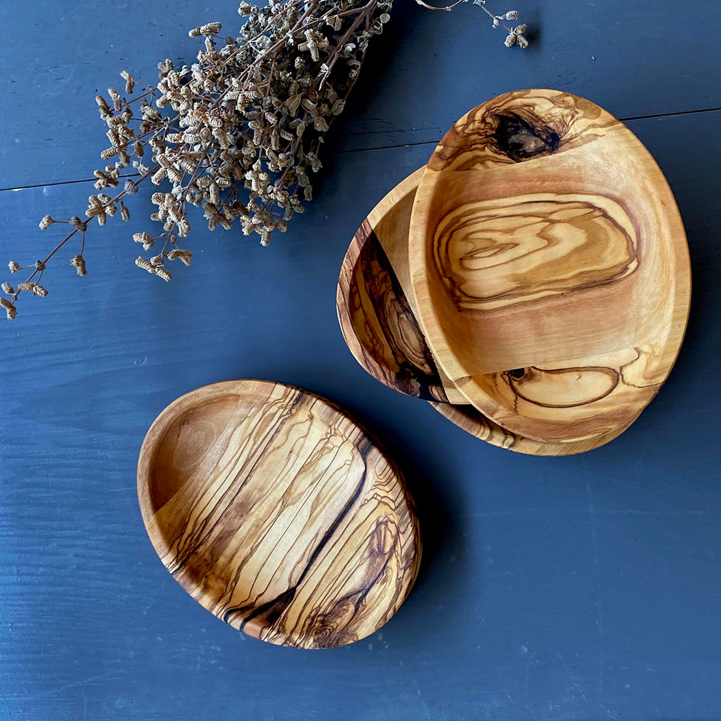 Olive Wood Elliptic Plates, Wooden Serving Plates for Fruit and Vegetables, Oval Snack Dishes