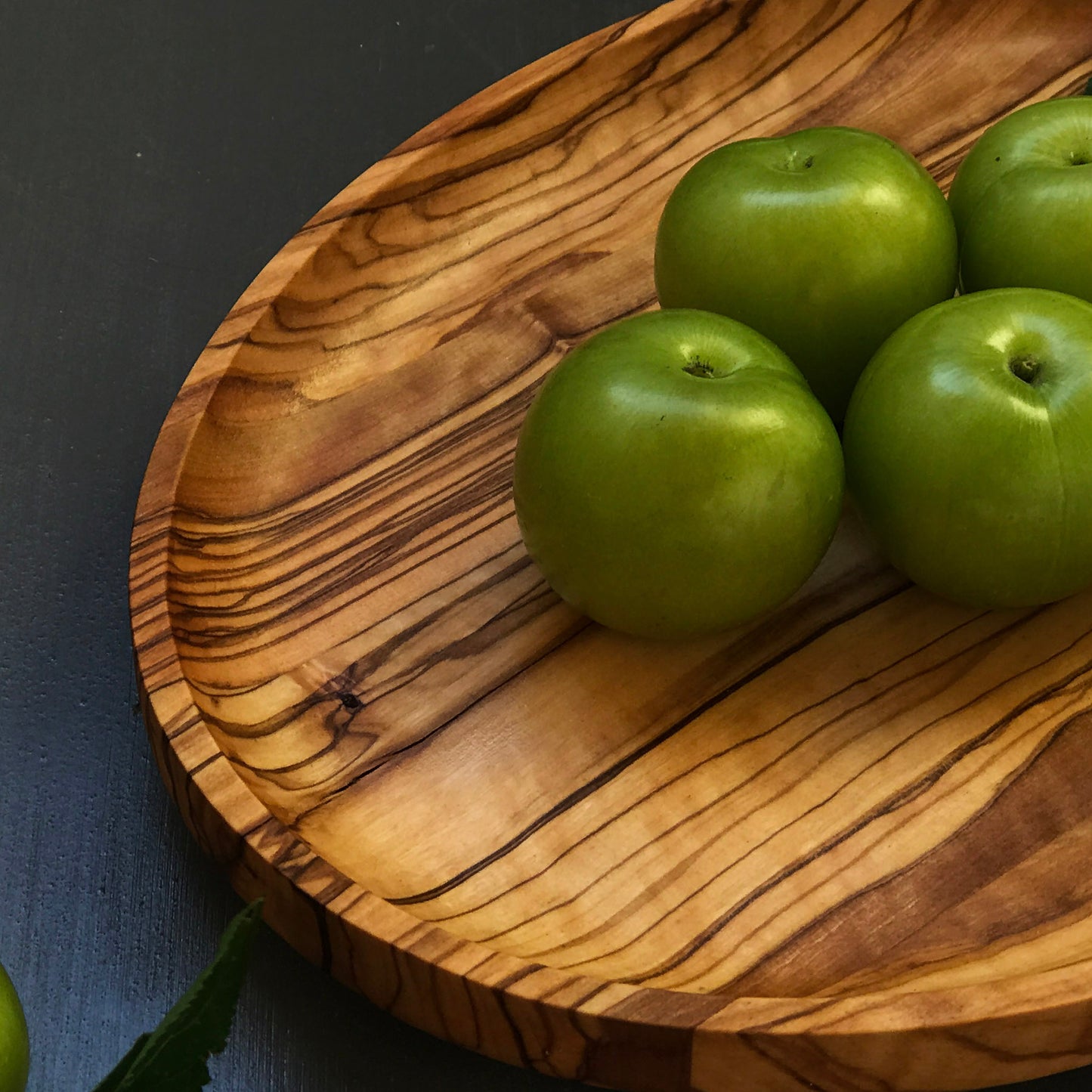 Olive Wood Elliptic Plates, Wooden Serving Plates for Fruit and Vegetables, Oval Snack Dishes