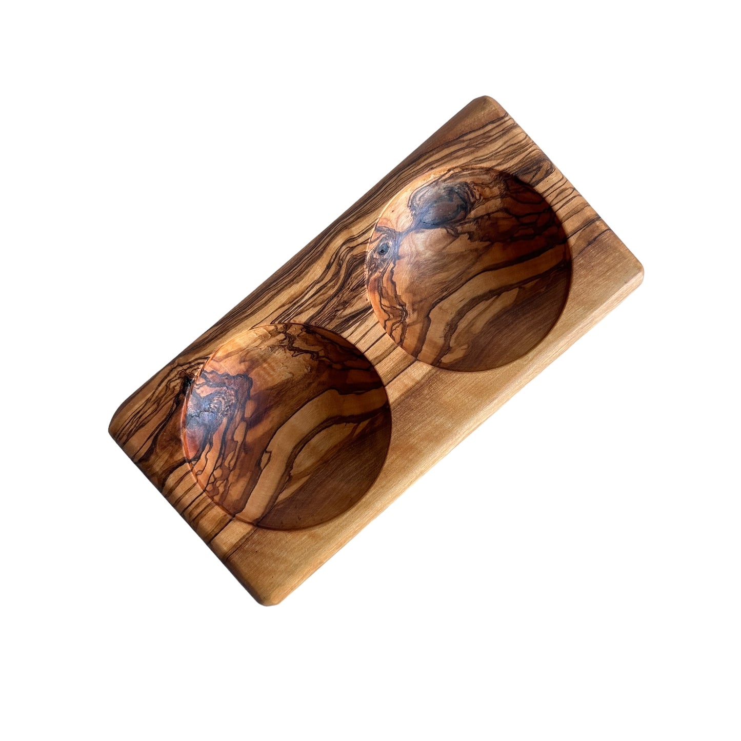 Olive Wood Snack Service Plate, Elegant Snack Appetizer Bowl, Hand Made 2, 3 or 4 Compartment Snack Tray