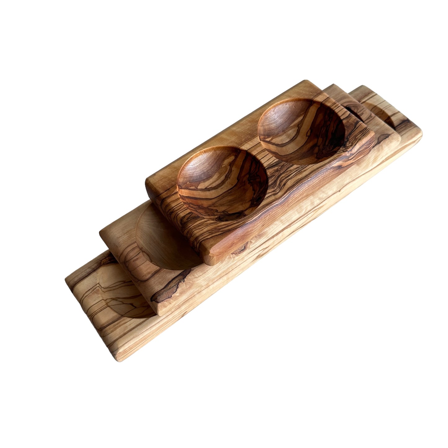 Olive Wood Snack Service Plate, Elegant Snack Appetizer Bowl, Hand Made 2, 3 or 4 Compartment Snack Tray