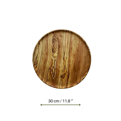 Olive Wood Shallow Serving Plates, Wooden Plates for Food