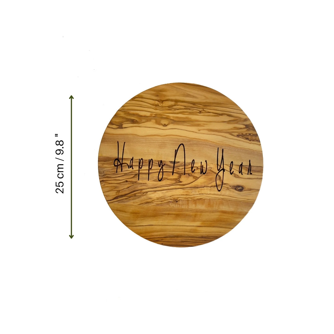 Personalized Olive Wood Cutting Board, Olive Wood Circle Chopping Board, Authentic Wooden Serving Board, Stylish Serving Board