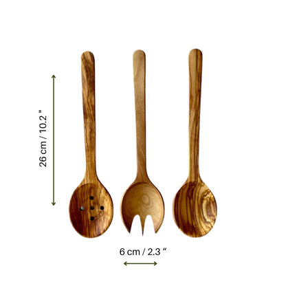 Functional and Elegant Spoon Set, Olive Wood Serving and Cooking Spoons