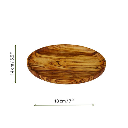 Olive Wood Elliptic Plates, Wooden Serving Plates for Fruit and Vegetables, Oval Snack Dishes