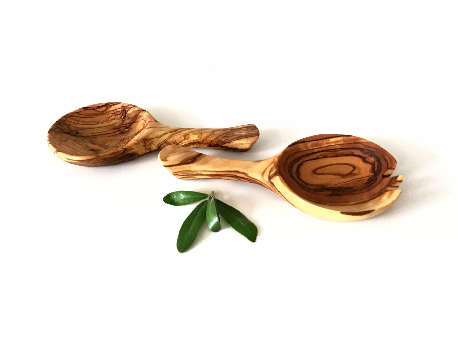 Olive Wood Salad Spoon Set, Small Olive Wood Spoons, Handmade Gift