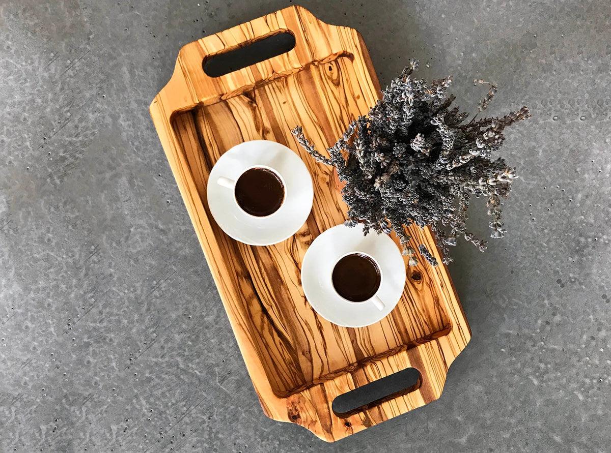 Personalized Olive Wood Tea / Coffee Tray, Authentic Wooden Tray, Authentic Tea Tray, Natural Wood Tea Tray, Luxurious Tea Tray