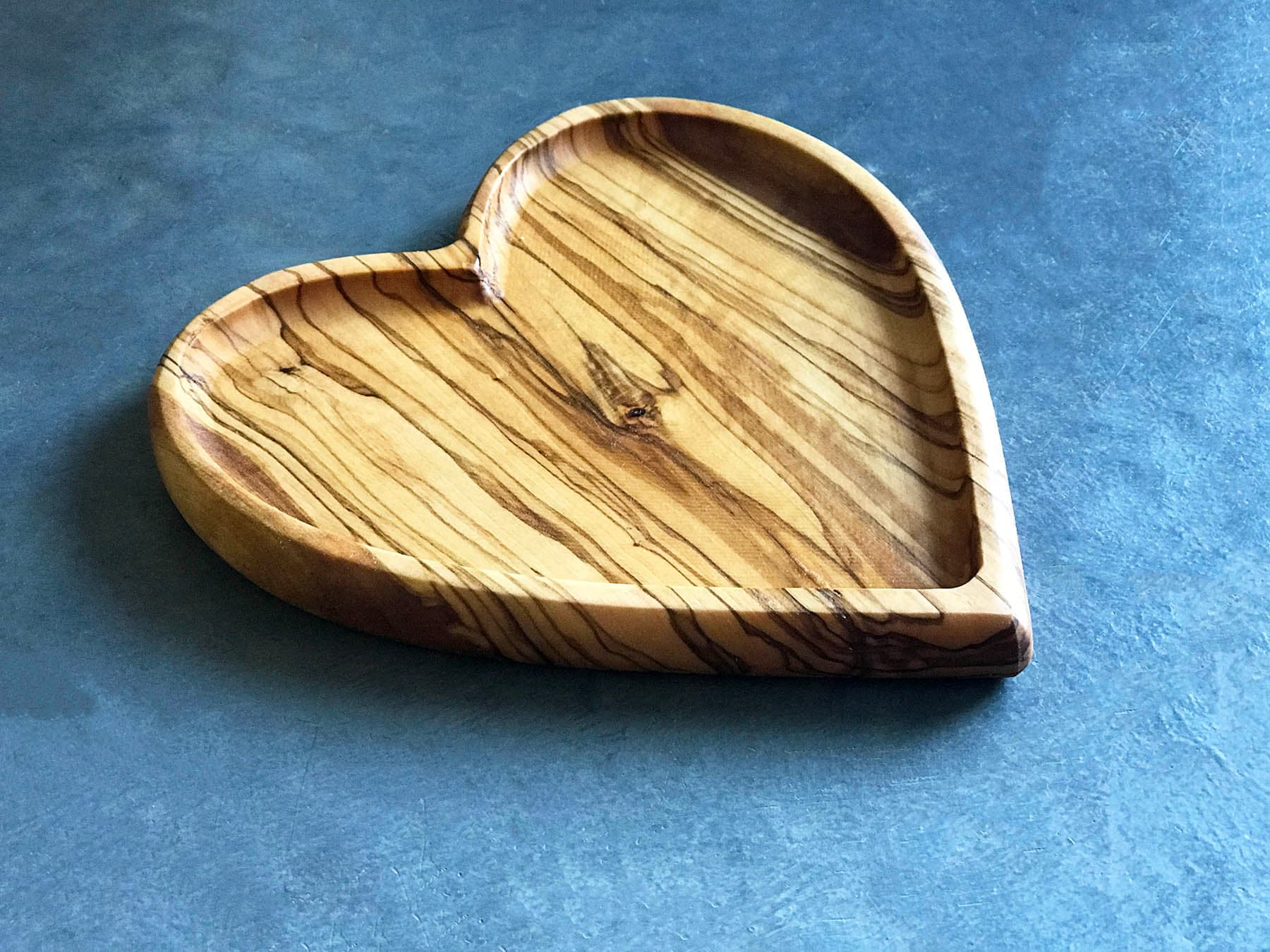 Olive Wood Heart Shape Plates, Wooden Valentine's Day Gift