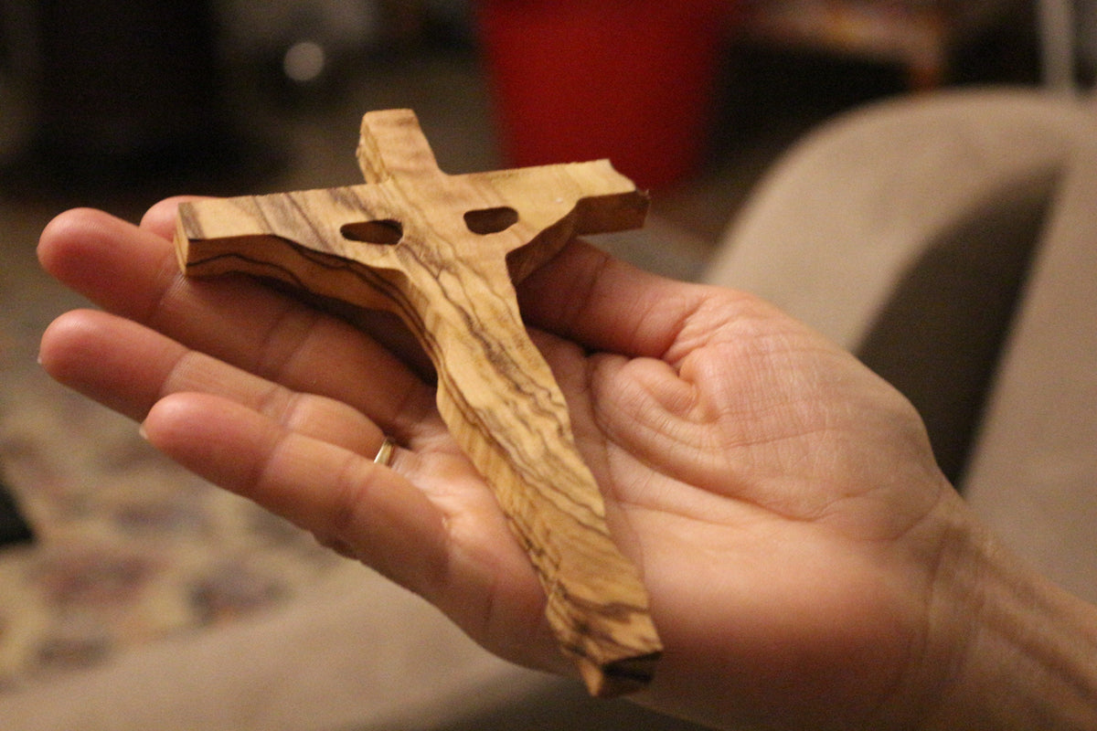 Handmade Olive Wood Christ Cross, Holy Wooden Cross