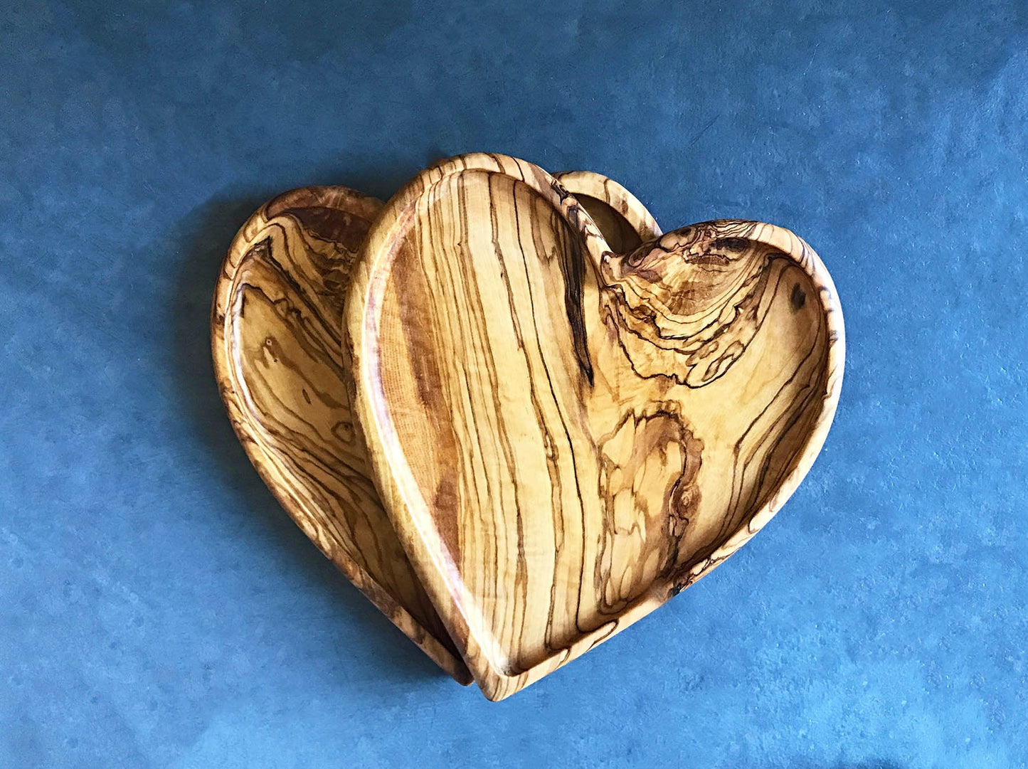 Olive Wood Heart Shape Plates, Wooden Valentine's Day Gift