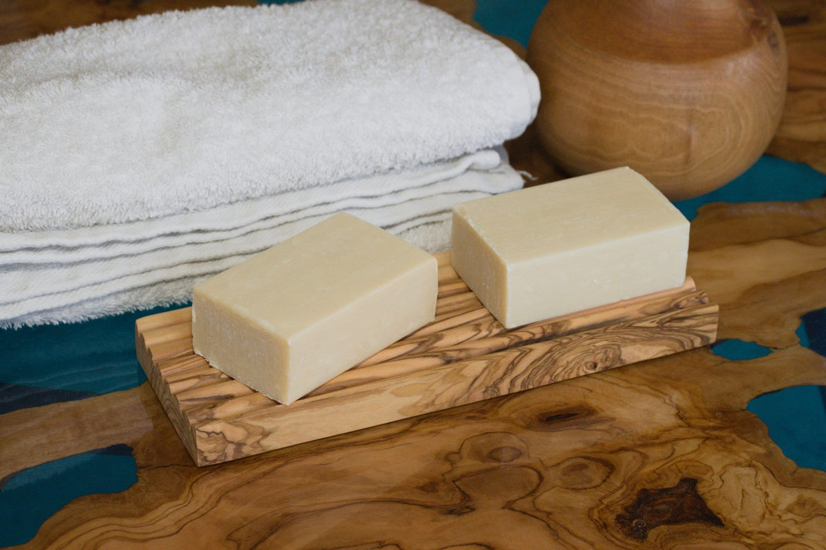 Handcrafted Olive Wood Soap Dish, Long Wooden Design