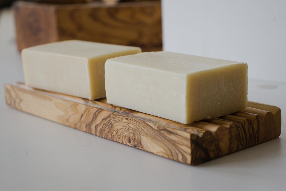 Handcrafted Olive Wood Soap Dish, Long Wooden Design