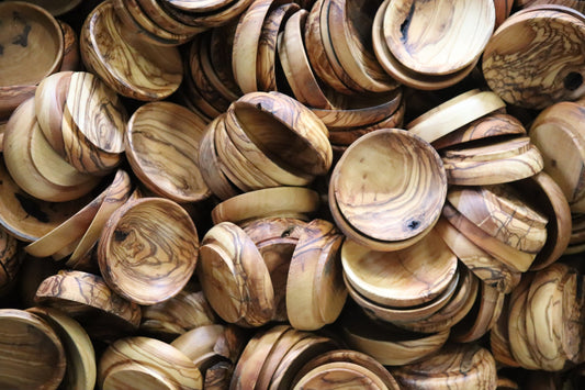 Deformed Olive Wood Mini Bowls in Bulk | Rustic Tiny Dishes | Pinch Bowls | Christmas Dishes
