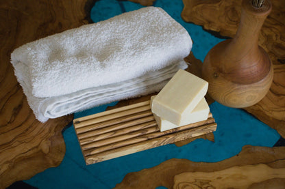 Handcrafted Olive Wood Soap Dish, Long Wooden Design