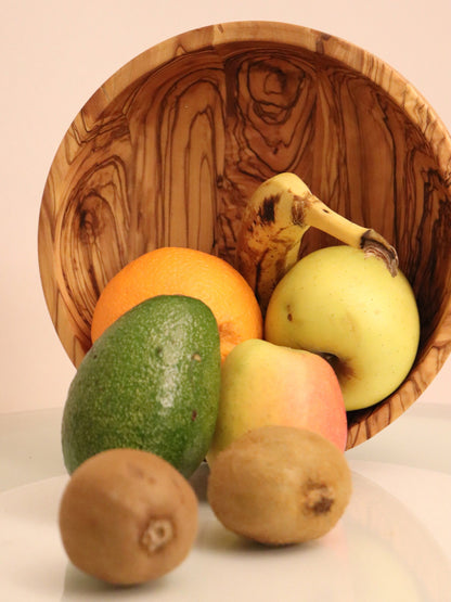 Handmade Olive Wood Salad Bowl - 11 Inch Serving Bowl with Servers