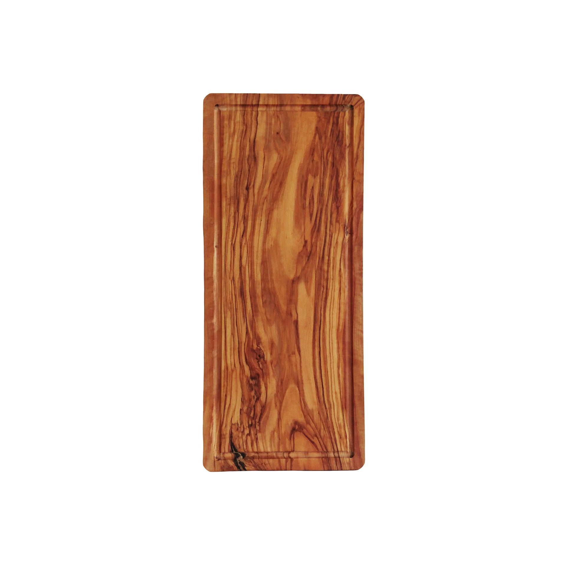 Olive Wood Cutting Board with Groove, Wooden Rectangular Steak Board