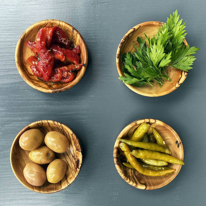 Bulk Olive Wood Dipping Bowls, Rustic Pinch Bowls, Small Serving Dishes