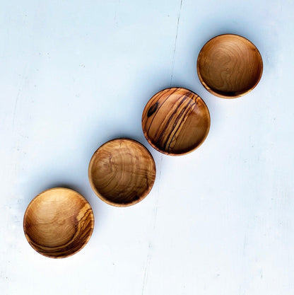 Bulk Olive Wood Dipping Bowls, Rustic Pinch Bowls, Small Serving Dishes