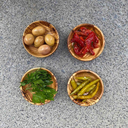 Bulk Olive Wood Dipping Bowls, Rustic Pinch Bowls, Small Serving Dishes