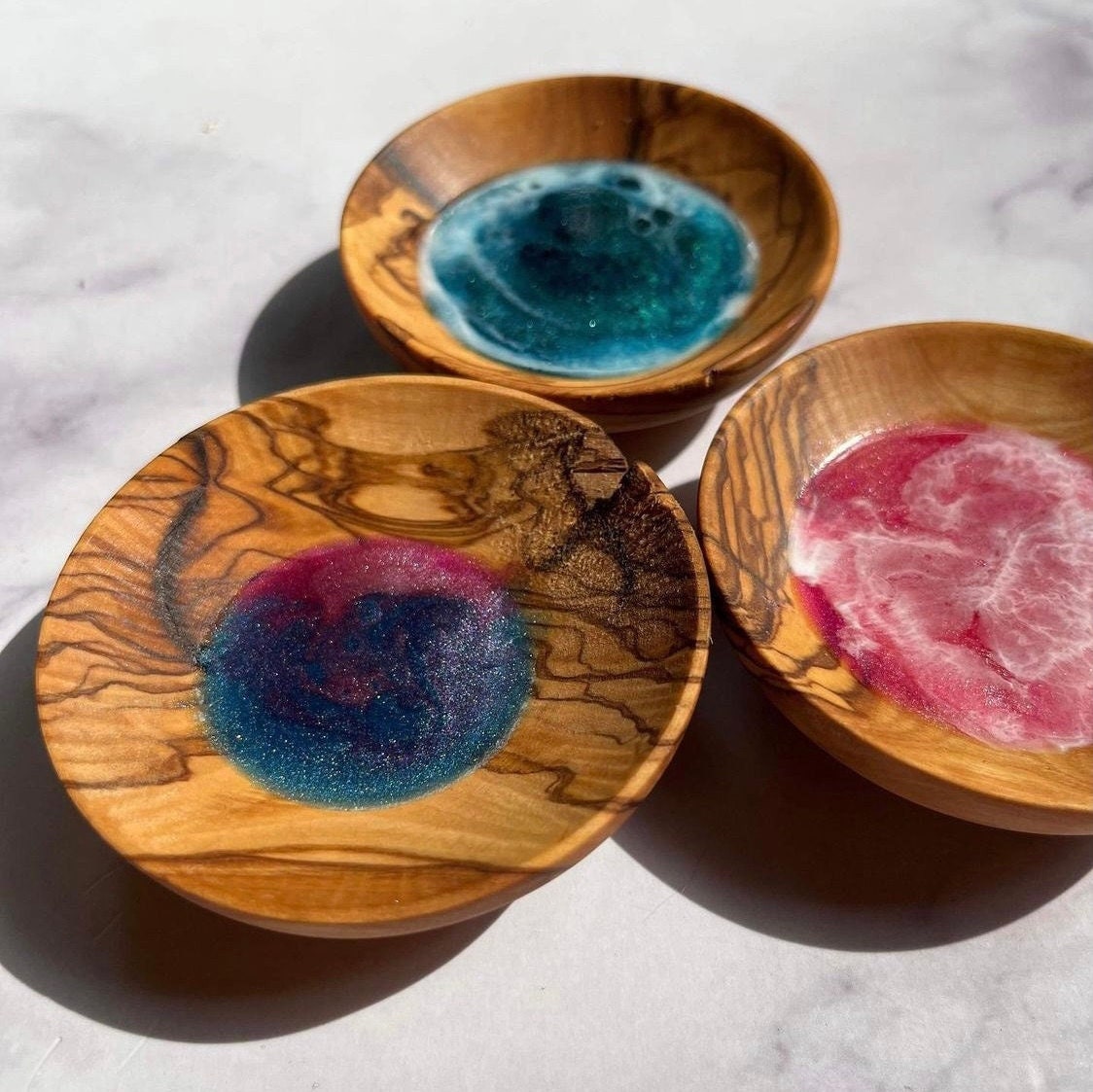 Deformed Small Plates, Deformed Olive Wood Mini Bowls, Rustic Tiny Dishes