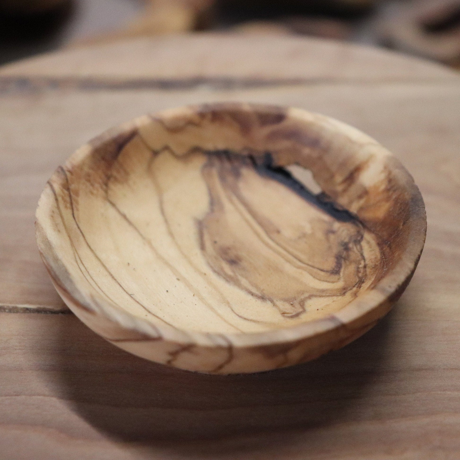 Single Deformed Small Plate, Deformed Olive Wood Mini Bowls, Rustic Tiny Dishes, Small Dipping Bowls