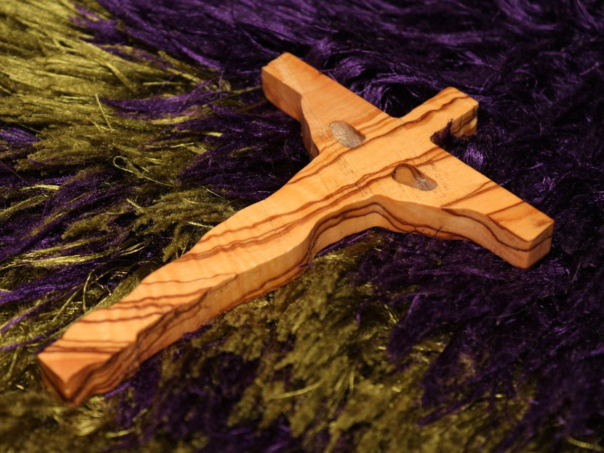 Handmade Olive Wood Christ Cross, Holy Wooden Cross