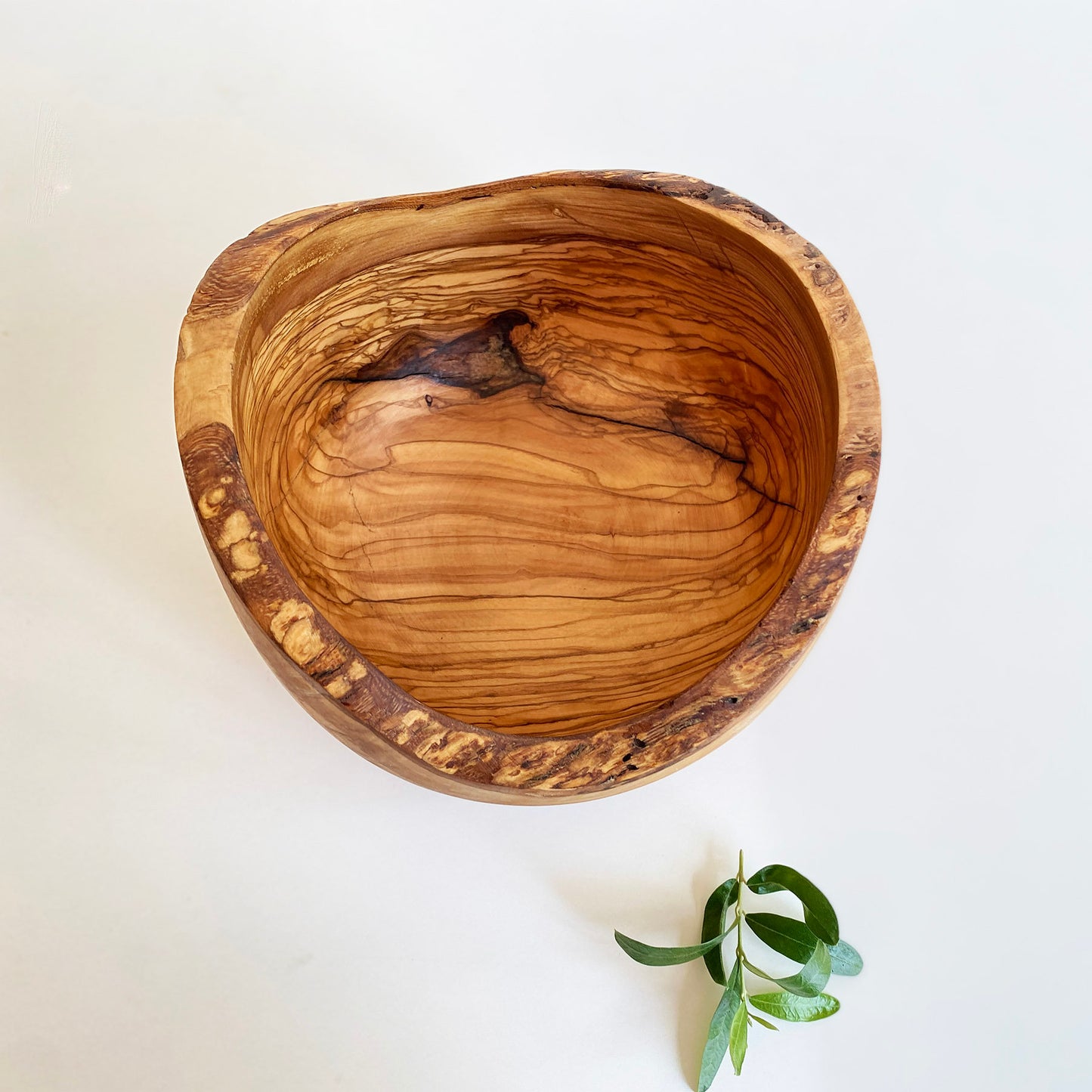 Large Olive Wood Live Edge Bowl, Rustic Olive Wood Bowl, 6 inches Wooden Bowl