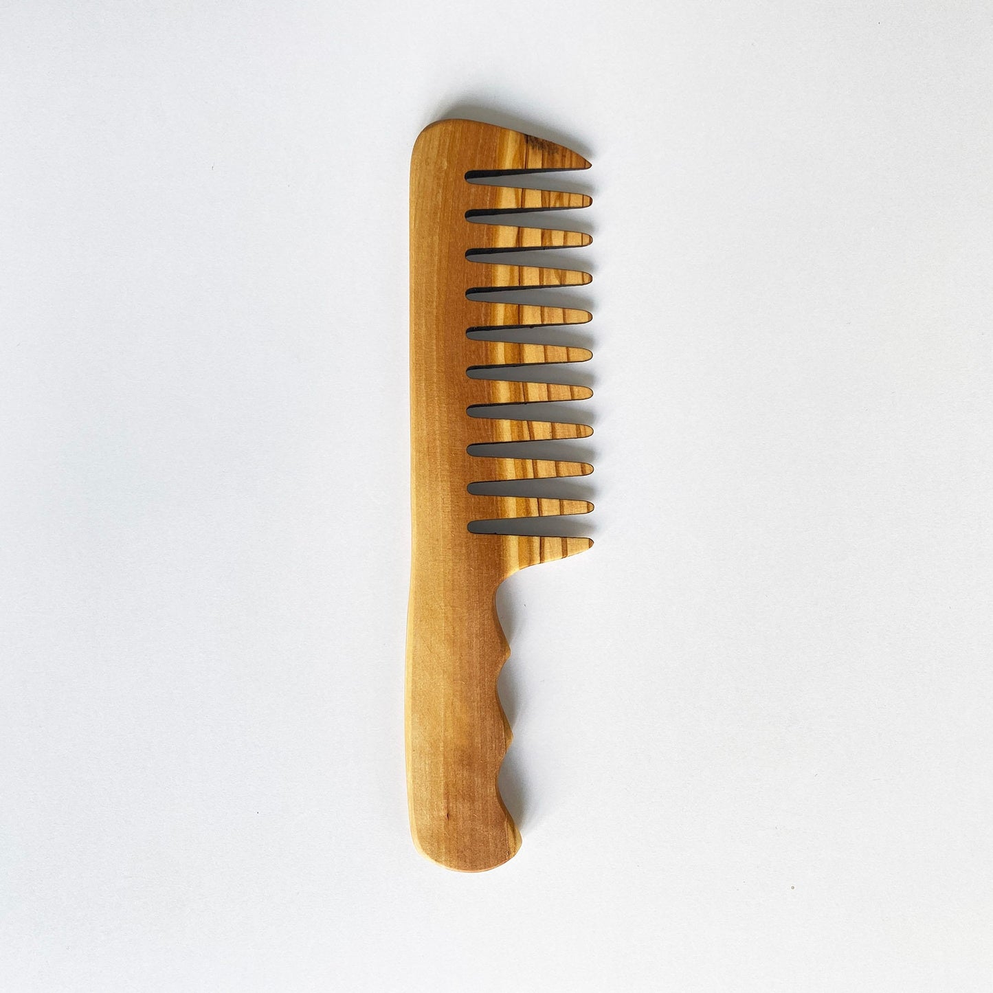 Olive Wood Wide Tine Comb, Handmade Wooden Hairbrush