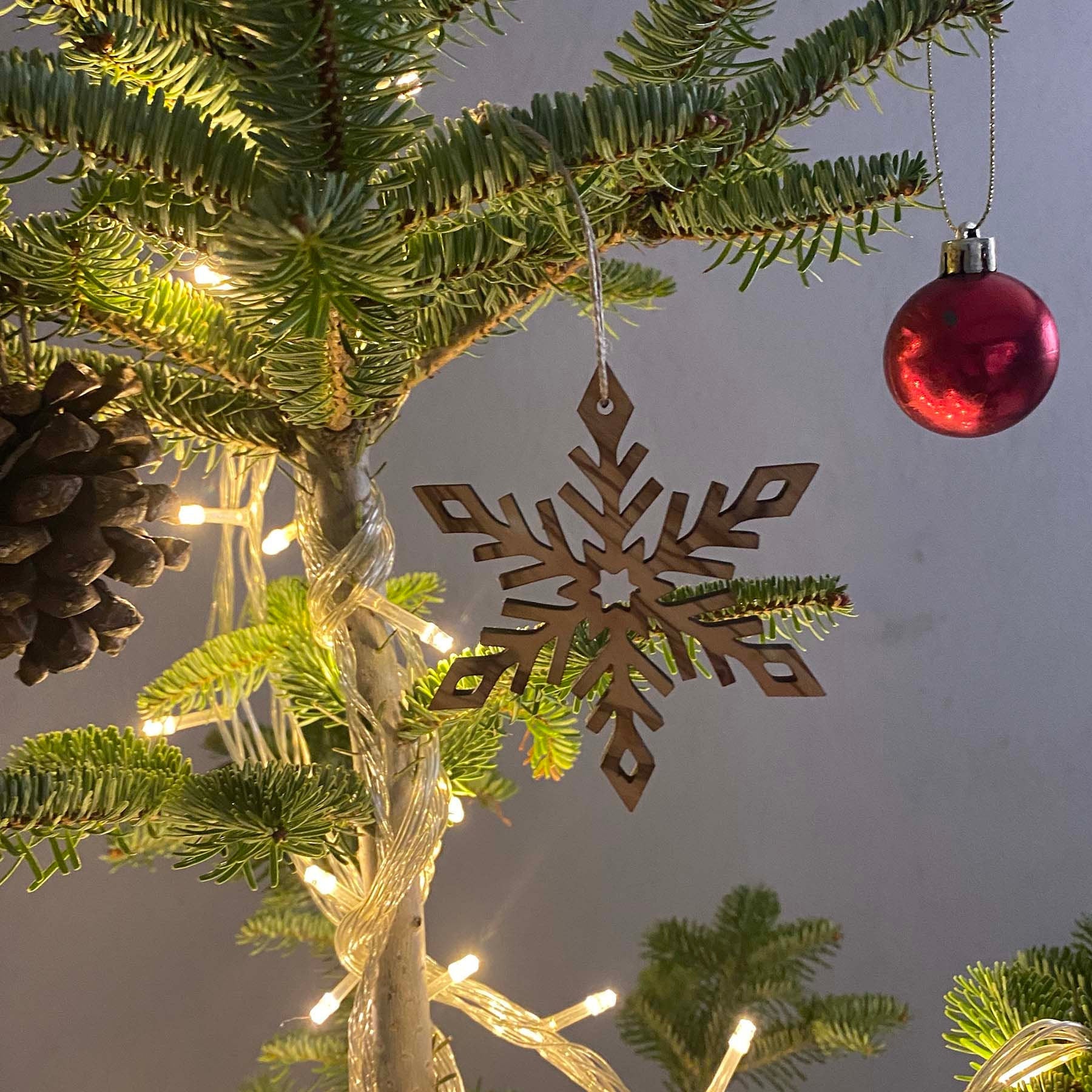 Olive Wood Snowflake Christmas Ornaments, Olive Wood Christmas Ornaments