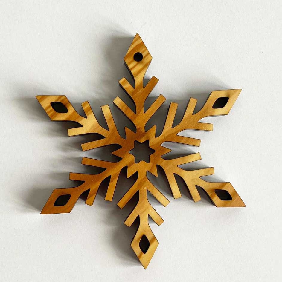 Olive Wood Snowflake Christmas Ornaments, Olive Wood Christmas Ornaments