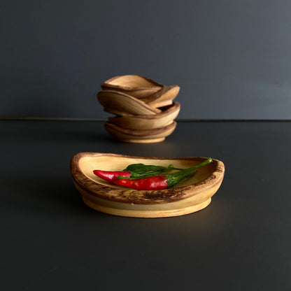 Olive Wood Rustic Mini Bowls, Wooden Live Edge Mini Plates, Olive Wood Mini Plates