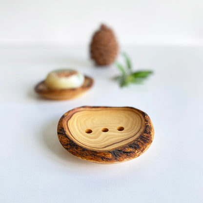 Handmade Olive Wood Soap Dish, Rustic Bathroom Decor