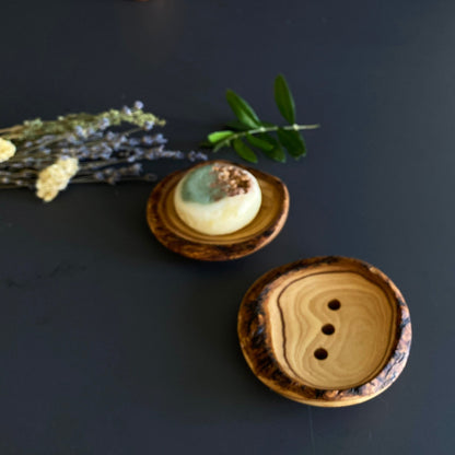 Handmade Olive Wood Soap Dish, Rustic Bathroom Decor