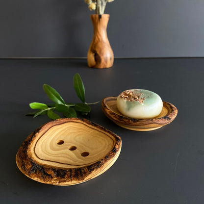 Handmade Olive Wood Soap Dish, Rustic Bathroom Decor