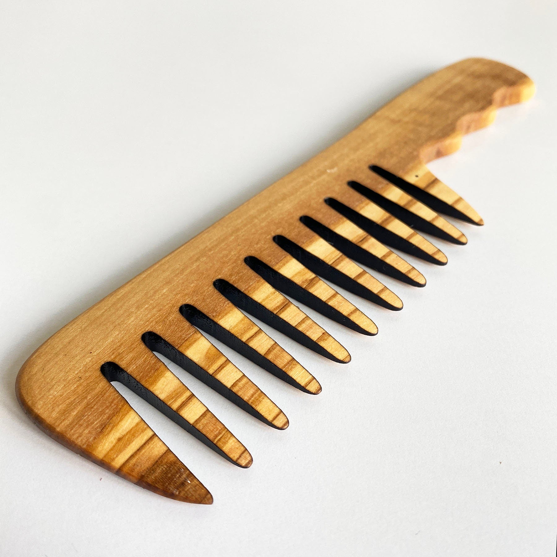 Olive Wood Wide Tine Comb, Handmade Wooden Hairbrush