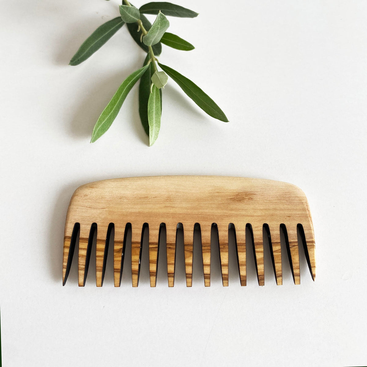Personalized Olive Wood Wide Tine Hair Comb, Handmade Beauty Comb