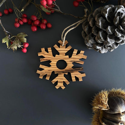 Olive Wood Snowflake Christmas Ornaments, Wooden Unique Ornaments