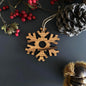 Olive Wood Snowflake Christmas Ornaments, Wooden Unique Ornaments