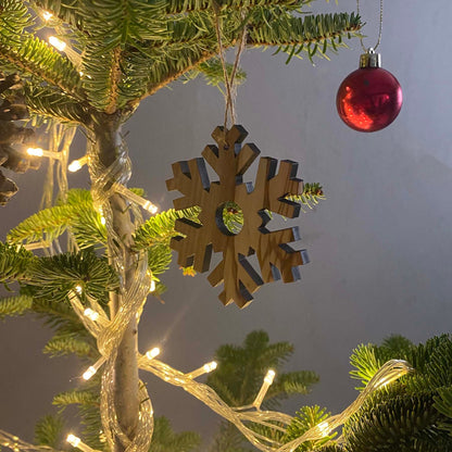 Olive Wood Snowflake Christmas Ornaments, Wooden Unique Ornaments