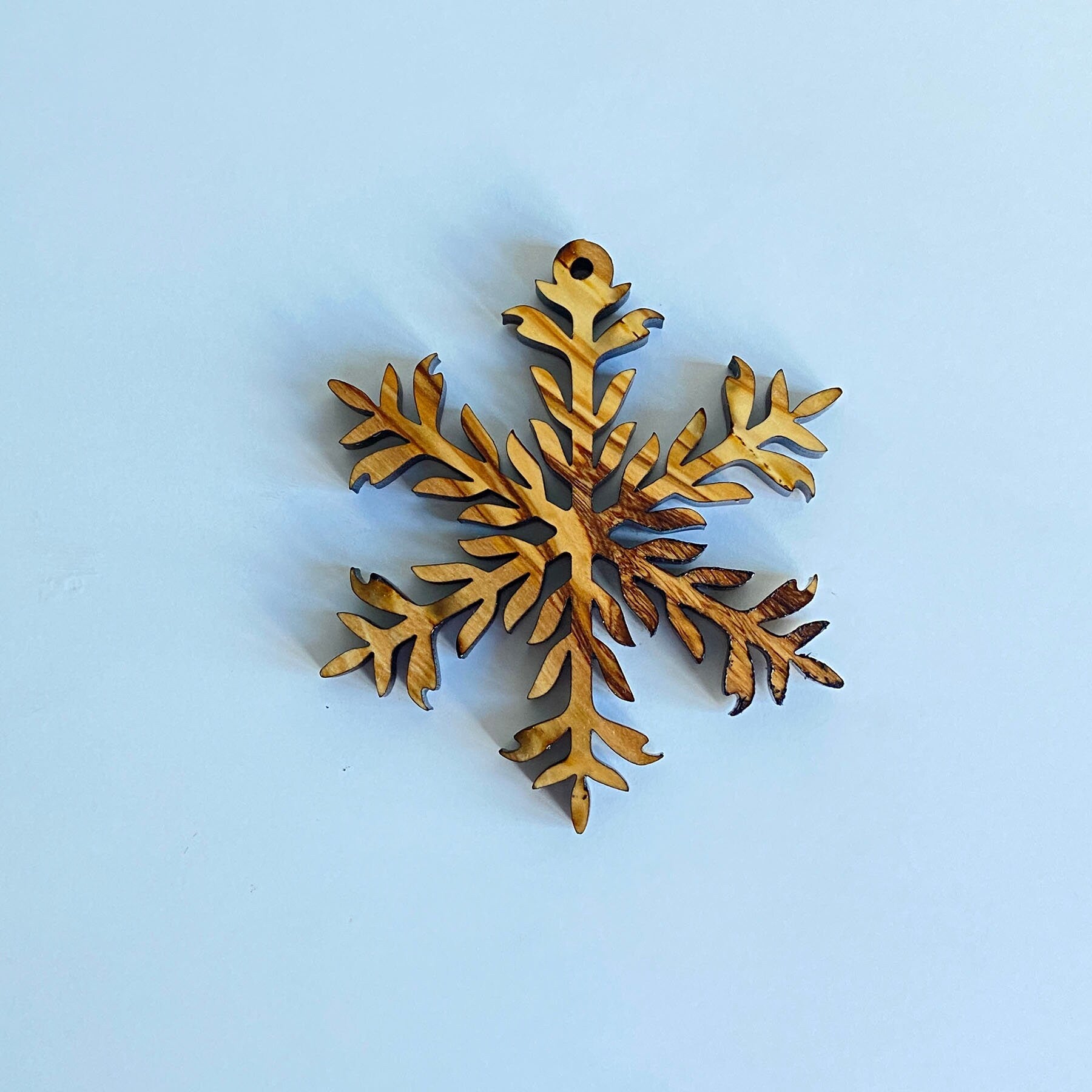 Olive Wood Snowflake Christmas Ornaments, Wooden Christmas Ornaments