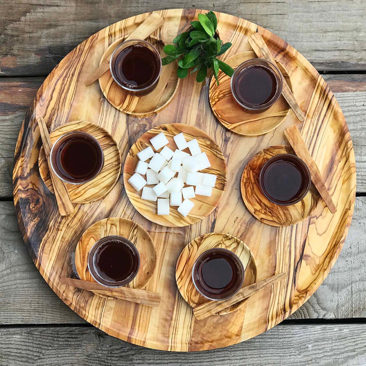 Olive Wood Round Tray, Olive Wood Tray, Coffee Table Tray, Authentic Tea Tray, Luxurious Tea Tray, High Quality Wooden Tray