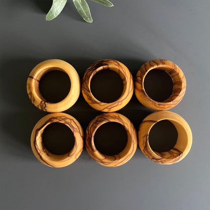 Olive Wood Napkin Ring, Wooden Napkin Ring, Handmade Napkin Ring Set