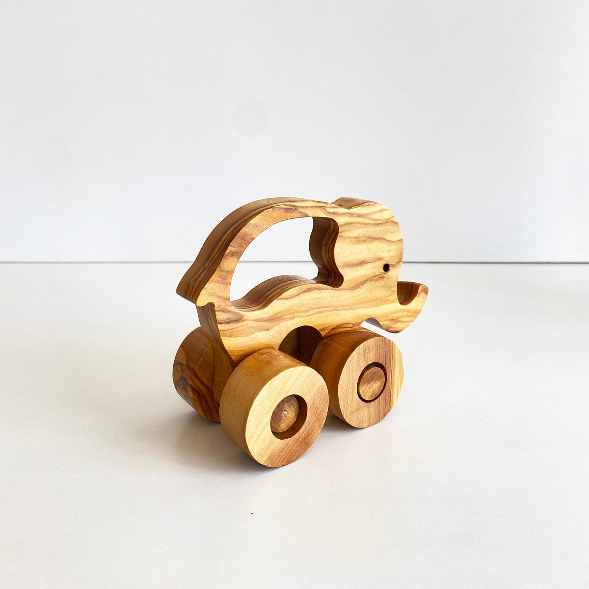 Handmade Olive Wood Elephant Toy, Chemical-Free Vegan Gift