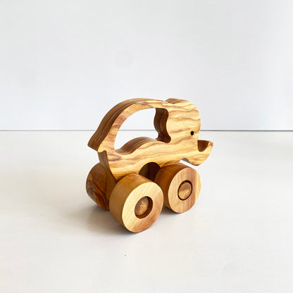 Handmade Olive Wood Elephant Toy, Chemical-Free Vegan Gift