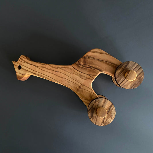 Handmade Olive Wood Giraffe Toy, Organic Wooden Toy