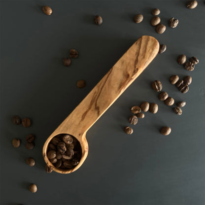 Personalized Olive Wood Coffee Scoop and Bag Clip
