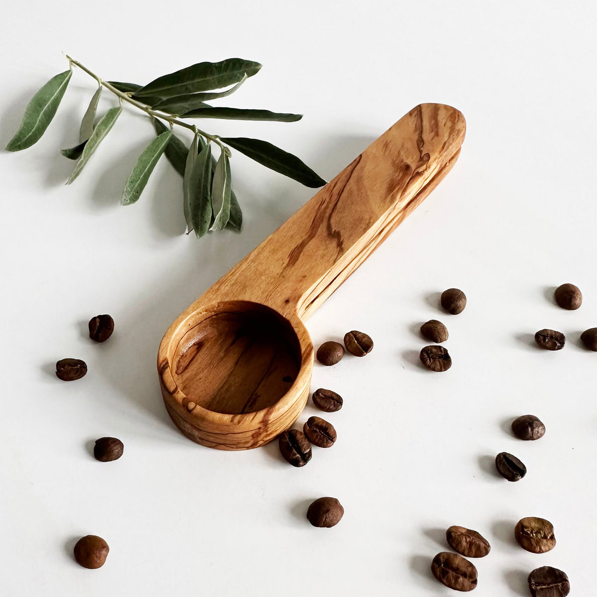 Personalized Olive Wood Coffee Scoop and Bag Clip