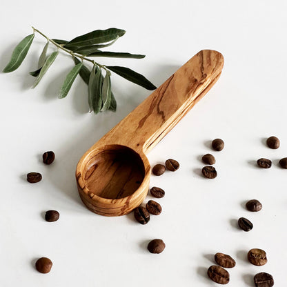 Personalized Olive Wood Coffee Scoop and Bag Clip